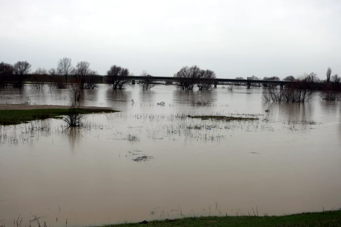 Apele au inundat curtea casei unde locuiau cele două persoane