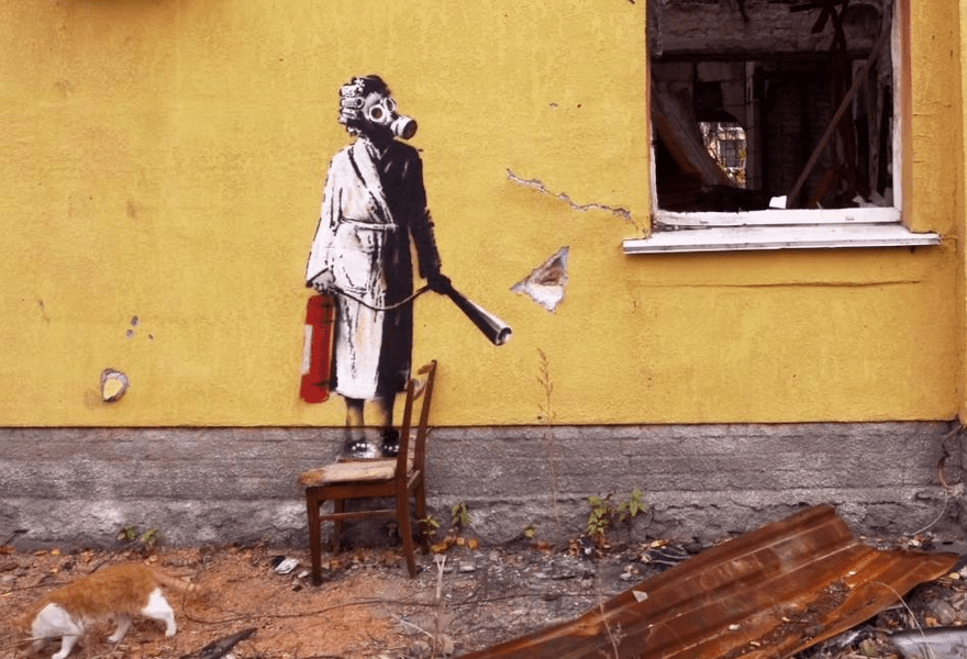 Autorul furtului unei picturi murale realizată de Banksy în Ucraina riscă mulți ani de închisoare