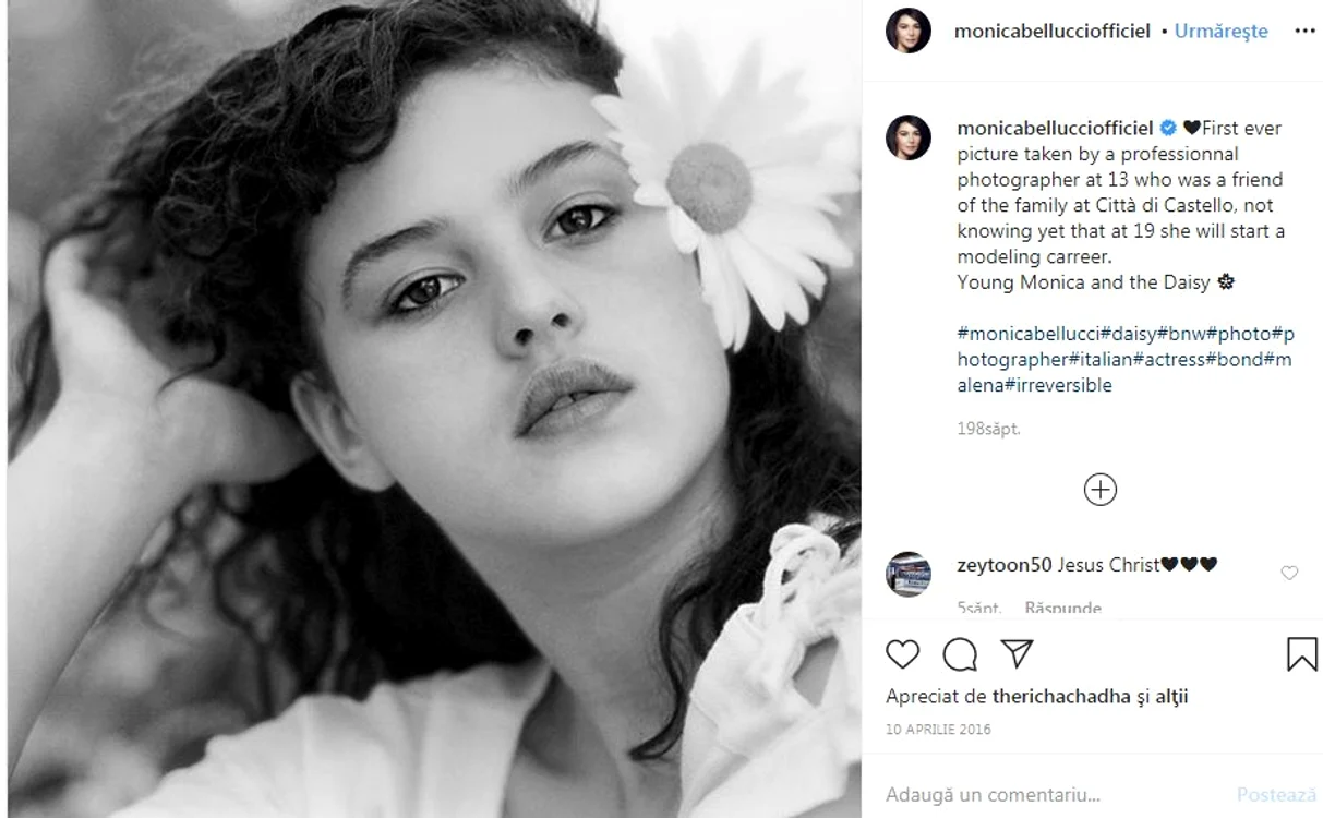 Monica Bellucci, o frumusețe pură încă de la 13 ani