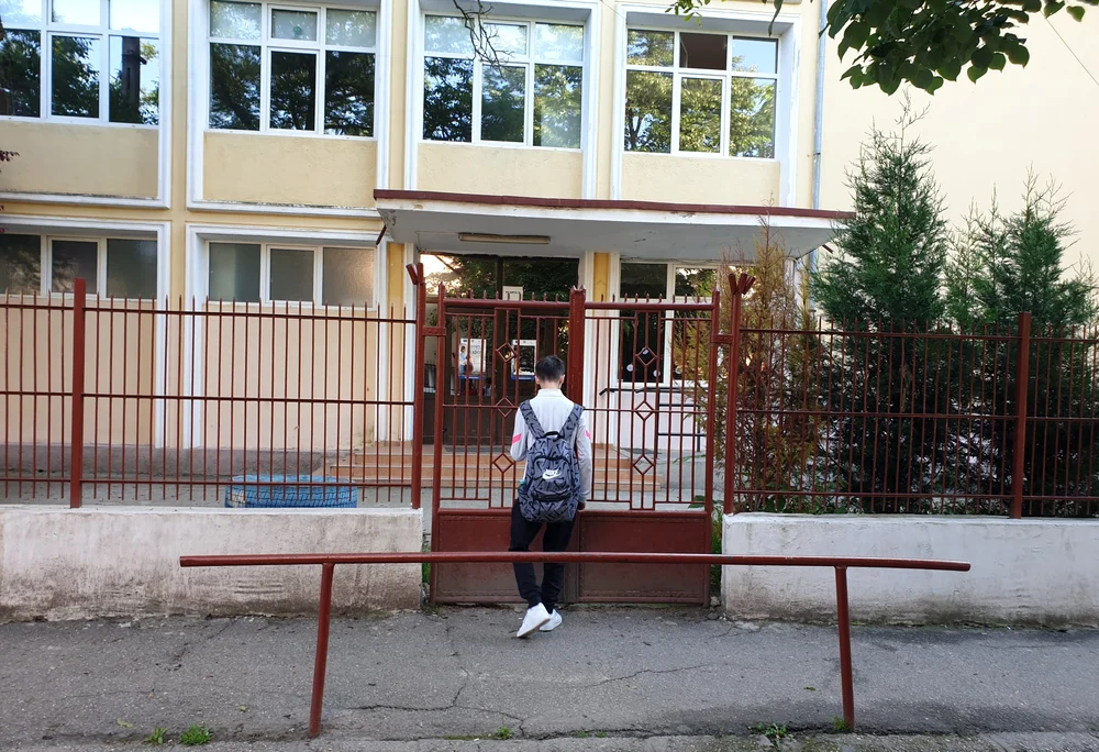 Una dintre intrările Școlii Generale 16 din Timișoara FOTO Daniel Dancea