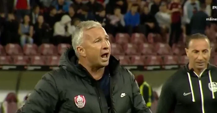 Dan Petrescu, un car de nervi la finalul partidei. Captură Orangesport  