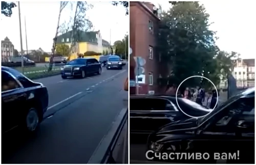 Putin a oprit în Kaliningrad ca să discute câteva secunde cu oamenii FOTO Captură video
