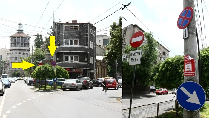 În intersecţia str. Dimitrie Onciul - str. Traian şoferii nu disting semnele mascate de copaci