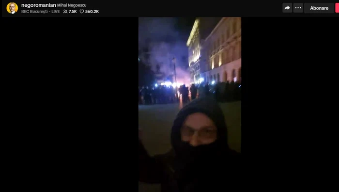 Mihai-Bogdan Negoescu (AUR), la protest. FOTO captură TikTok