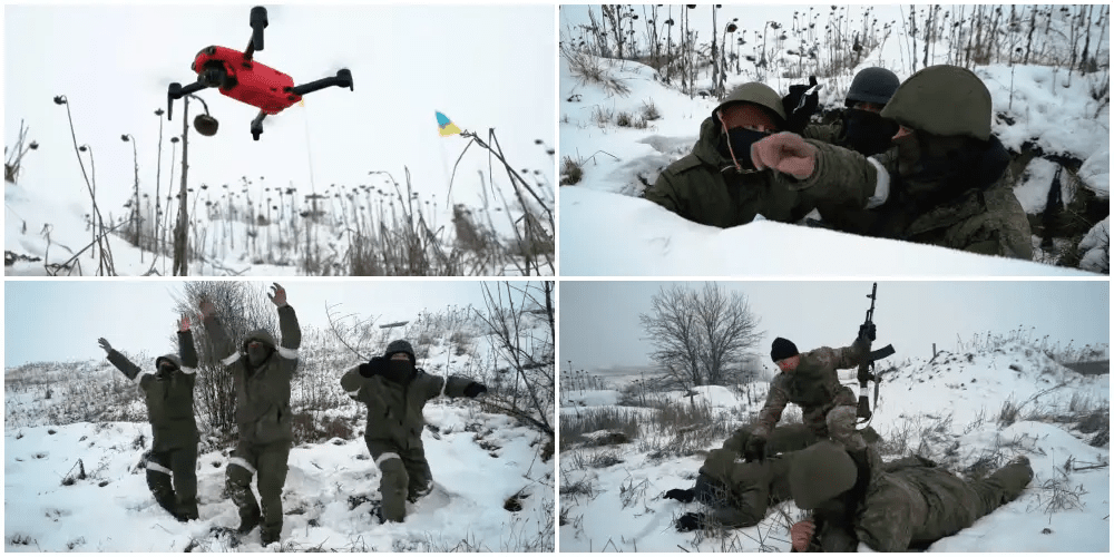 Armata ucraineană îi instruiește pe ruși cum să se predea dronelor VIDEO