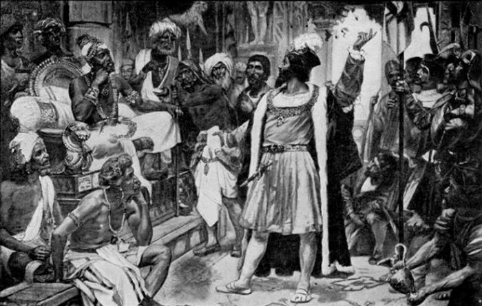 Vasco Da Gama meting the King Zamorin of Calicut Kozhikode after landing at Kappad Beach in Calicut Kozhikode  jpg jpeg