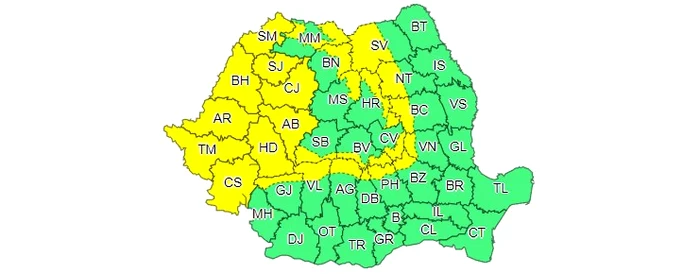 Harta județelor afectate