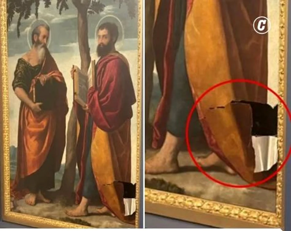 Tabloul care s-a crăpat într-o margine Foto: Instagram/ Corriere