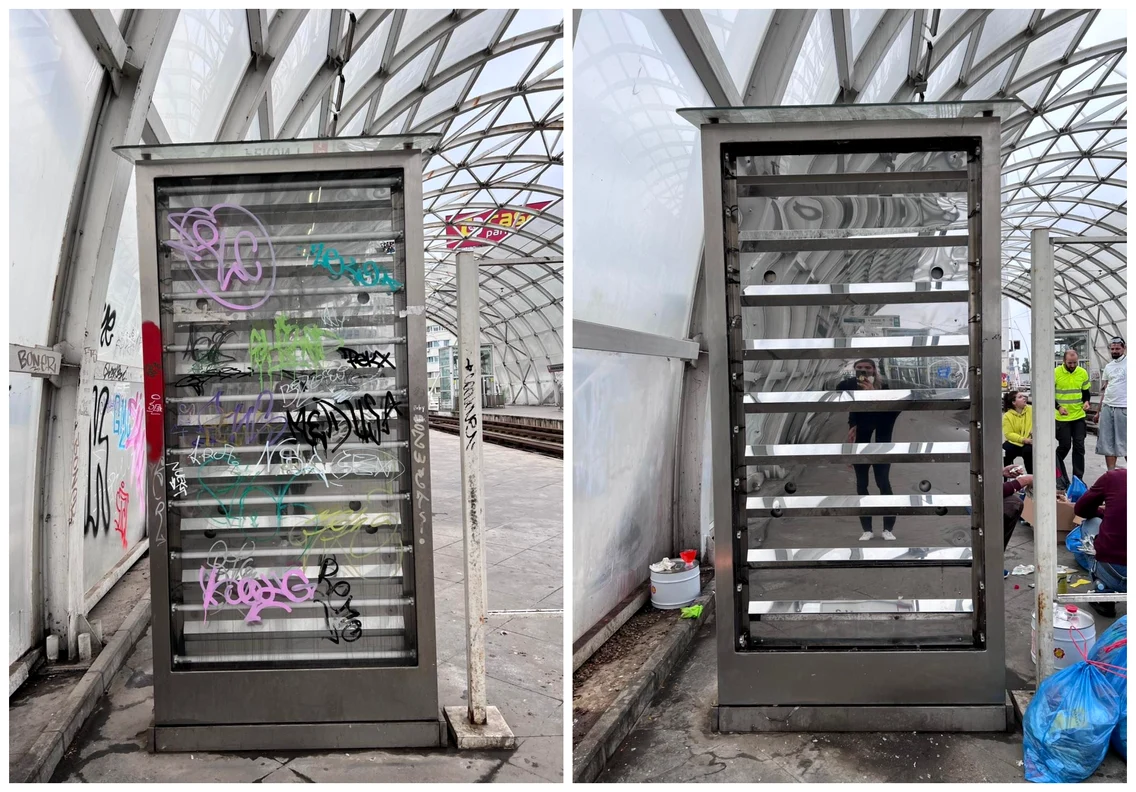 Zeci de voluntari au curățat stația STB de pe Pasajul Basarab FOTO Facebook / Oraș Curat