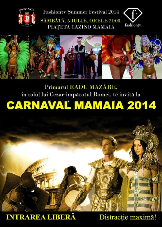 Afişul Carnavalului Mamaia 2014 - Radu Mazăre Cezar şi Mhaela Rădulescu Cleopatra