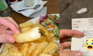 o portie de fish and chips, un lux logo jpg