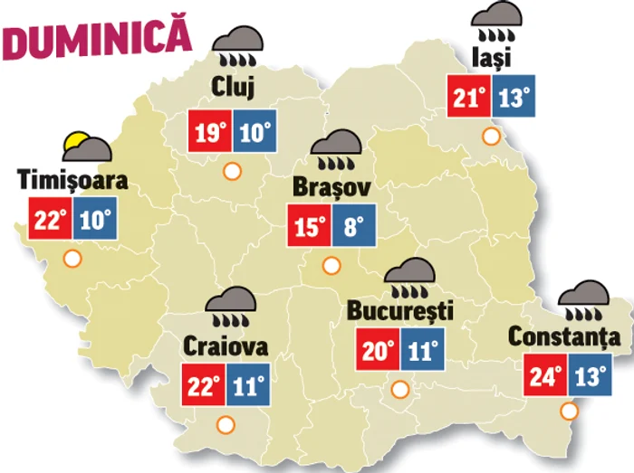 Prognoza meteo 21 iunie anunță că vor cădea precipitații în toată țara
