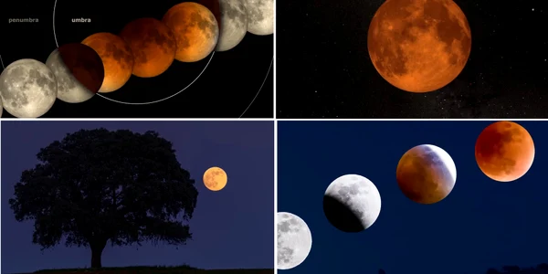 Luna Sângerie și fazele Eclipsei Totale de Lună Colaj capturi video YouTube DMS 