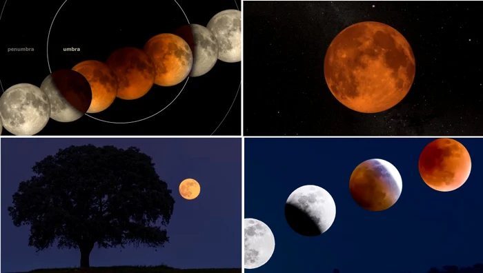 Luna Sângerie și fazele Eclipsei Totale de Lună Captură video YouTube DMS