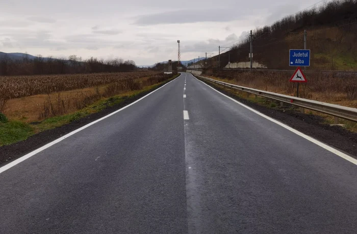 DN 14B, la intrarea în Alba FOTO Prefectura Alba