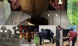 Cazanul hunic descoperit la Ionești, județul Dâmbovița (© Facebook / Muzeul de Istorie Dâmbovița)