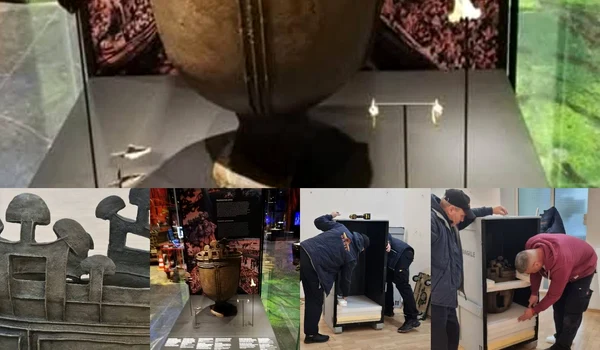 Cazanul hunic descoperit la Ionești, județul Dâmbovița (© Facebook / Muzeul de Istorie Dâmbovița)