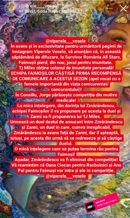 Postare făcută pe Instagram