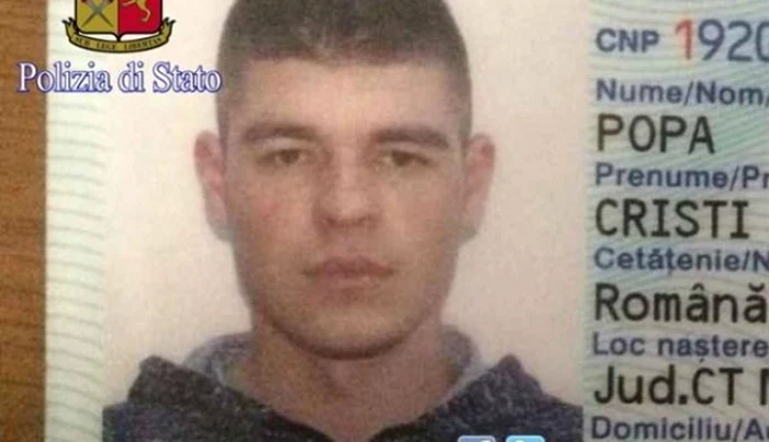 Tânărul are 25 de ani şi este din judeţul Constanţa FOTO Poliţia Italiană