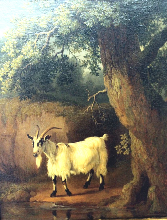 Țap pe malul râului. Pictură de Jacob Philipp Hackert (© Schloss Weimar / Wikimedia Commons)