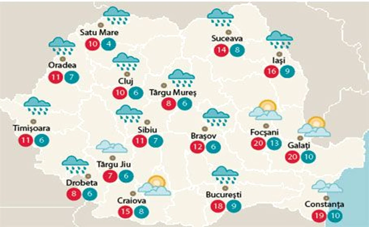 Există posibilitatea ca marţi să se înregistreze şi precipitaţii de lapoviţă şi de ninsoare, la munte