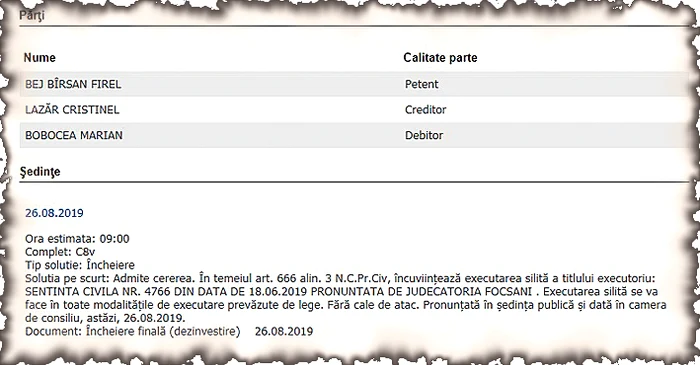 Executarea silită a lui Marian Bobocea a fost decisă de magistraţi, luni, 26 august