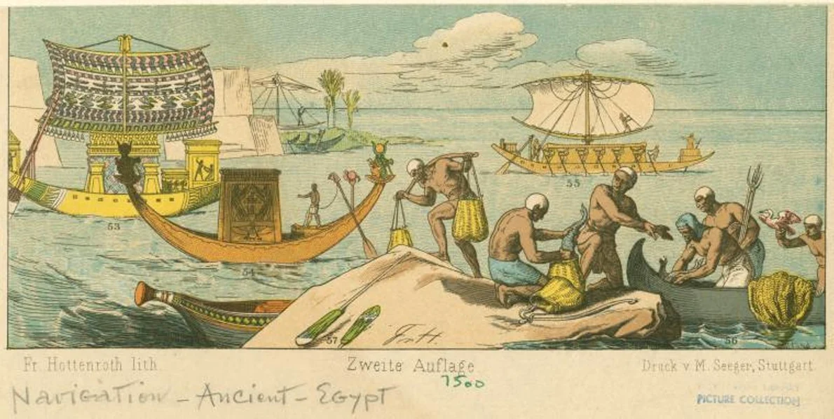 Bărci egiptene (© The Miriam and Ira D. Wallach Division of Art, Prints and Photographs: Picture Collection, The New York Public Library. The New York Public Library Digital Collections. 1883-1886)