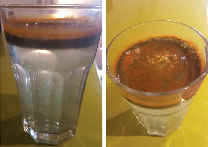 Andreea Marin a făcut mai multe fotografii cu paharul plin cu apa mizerabilă