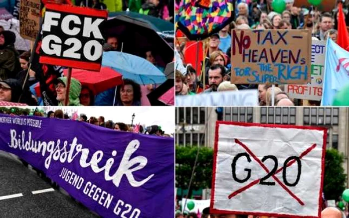 Manifestaţie antiglobalizare la Hamburg FOTO Colaj AFP