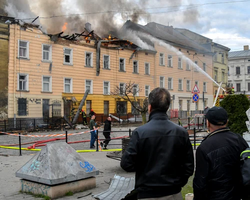 Rusia a bombardat in plină zi centrul istoric al Liovului FOTO EPA EFE jpg