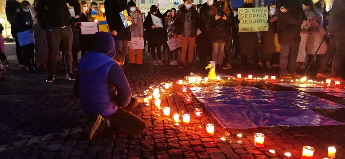 cluj protest pro ucraina rusia. foto lia valendeorfean