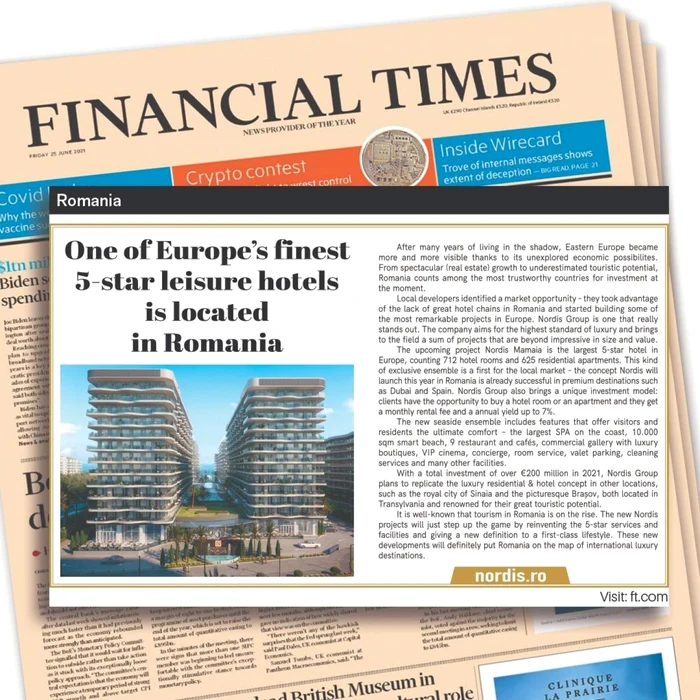 Financial Times numeste un ansamblu rezidenţial din România „cel mai rafinat proiect rezidenţial”