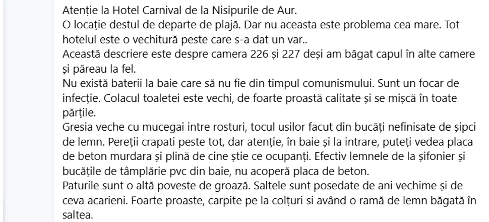 Postarea turistului român FOTO: captura FB