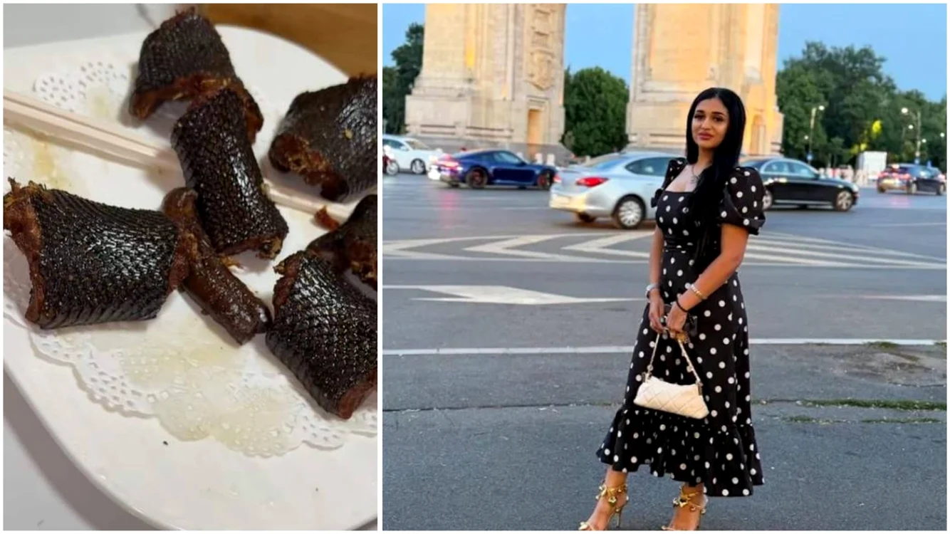 Melek Mincă, servită cu șarpe prăjit. Foto: colaj social media