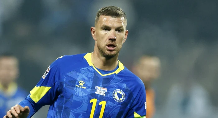 Edin Dzeko a adus trei puncte în contul Bosniei. Foto Profimedia