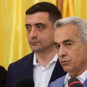 George Simion și Calin Georgescu votează în Mogoșoaia, Ilfov. FOTO Inquam Photos / Octav Ganea