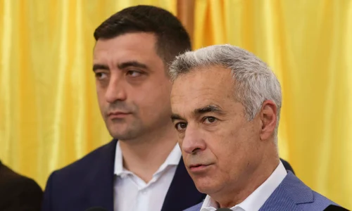 George Simion și Calin Georgescu votează în Mogoșoaia, Ilfov. FOTO Inquam Photos / Octav Ganea