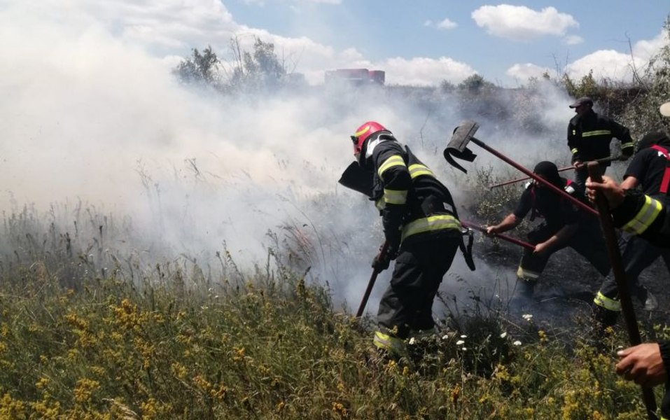 Botoşani: Un incendiu de vegetaţie pornit de la o combină s-a extins pe 20 de hectare