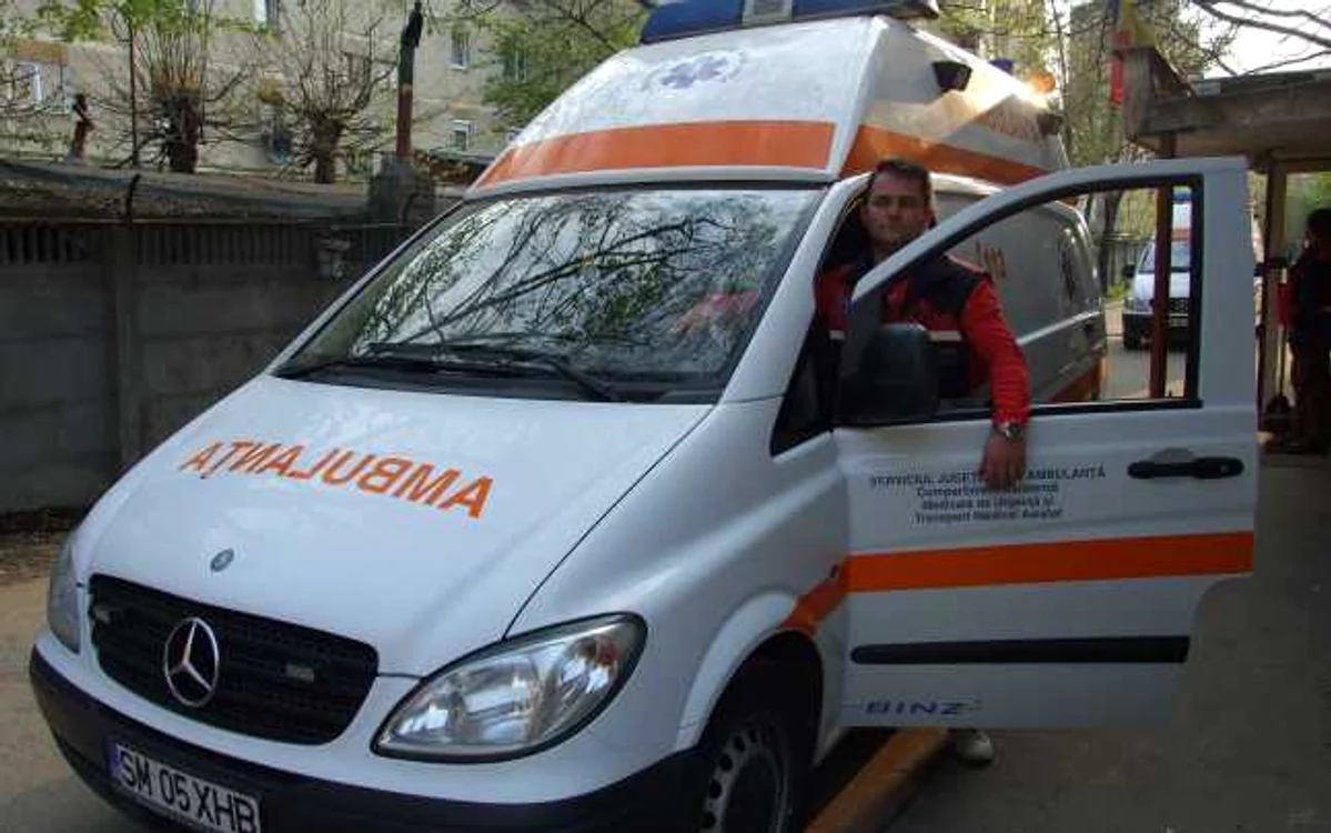 Frații Balogh au fost transportați la spital cu o ambulanță 