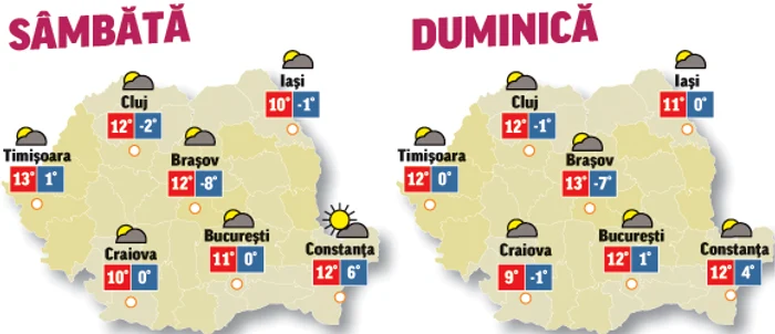 Prognoza meteo pentru următoarele două zile anunță că vremea se menține frumoasă, mai ales în sud