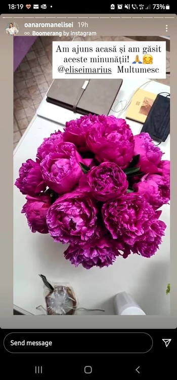 
    Marius Elisei îi oferă adesea flori Oanei, iar fiica fostului premier nu rămâne indiferentă, mulțumindu-i pe pagina personală de Instagram Sursă foto: Captură video   