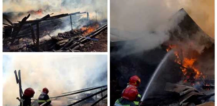 Focul a distrus magazia şi 1.500 metri cubie de material lemnos