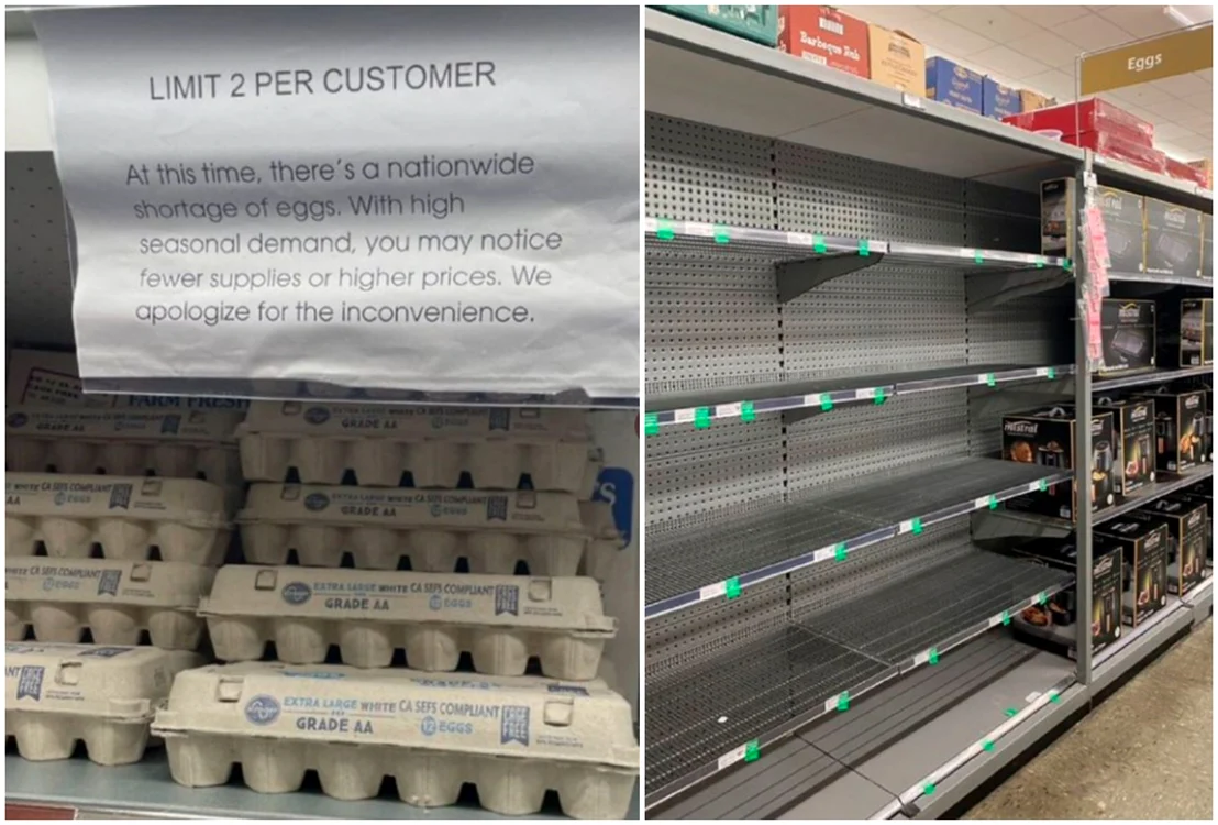 Penuria de ouă din SUA, Canada și Noua Zeelandă a crescut prețul. Rafturile sunt goale FOTO Twitter