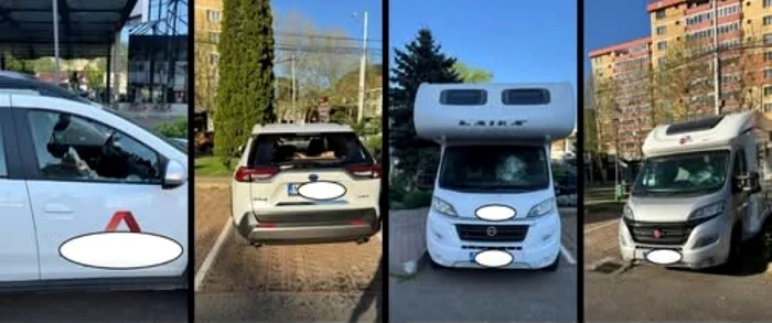 Maşini vandalizate în parcarea hotelului. FOTO: Stiri-Neamt
