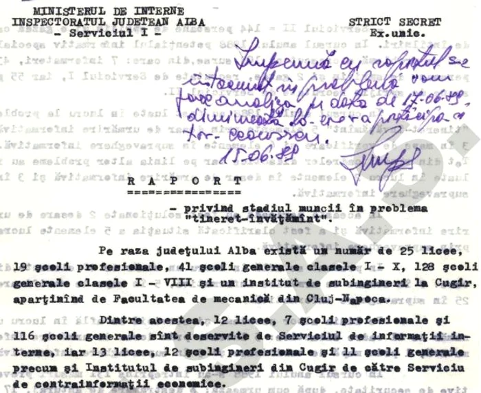 Raportul din iunie 1989 FOTO arhiva CNSAS