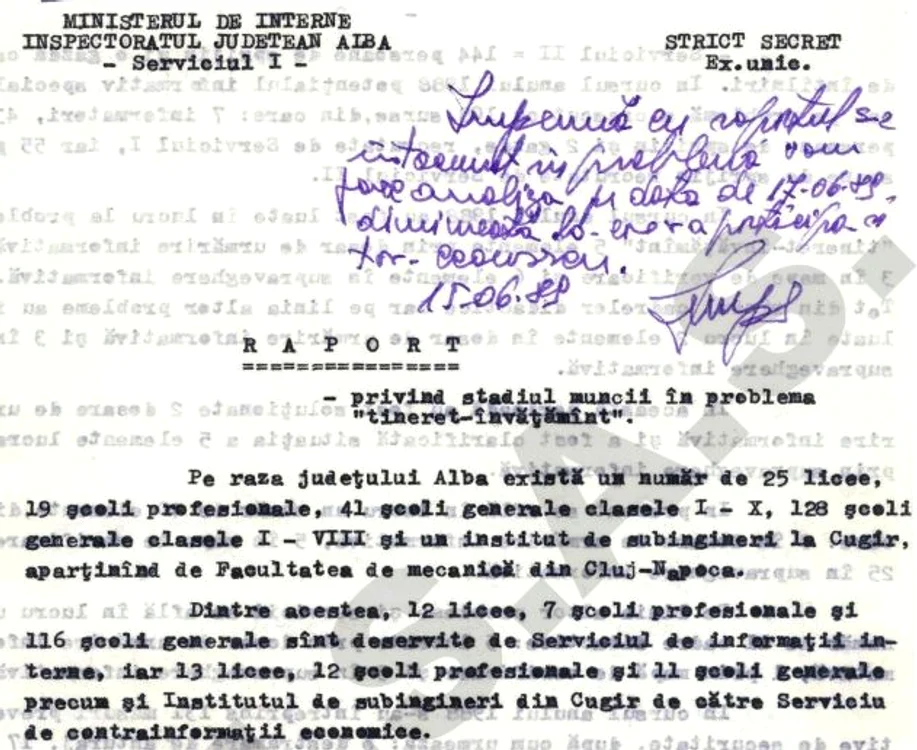 Raportul din iunie 1989 FOTO arhiva CNSAS