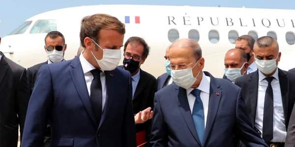 Emmanuel Macron şi preşedintele libanez Michel Aoun FOTO EPA-EFE