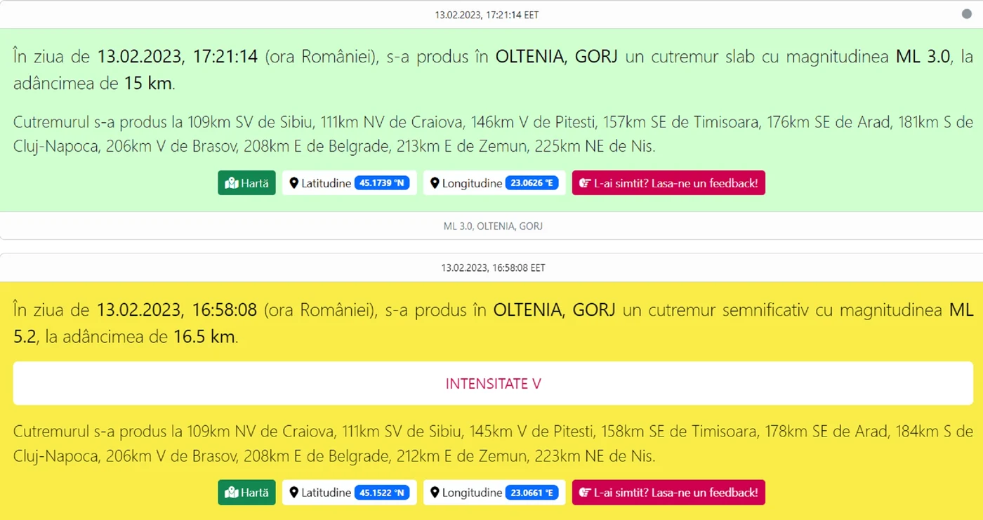 Cutremur în zona Târgu Jiu Oltenia în România Foto infp ro