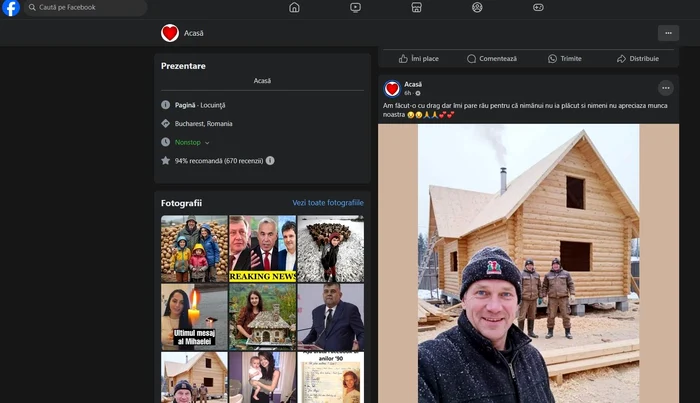 Postare generată de AI și cu greșeli pe o pagină falsă de Facebook FOTO Facebook