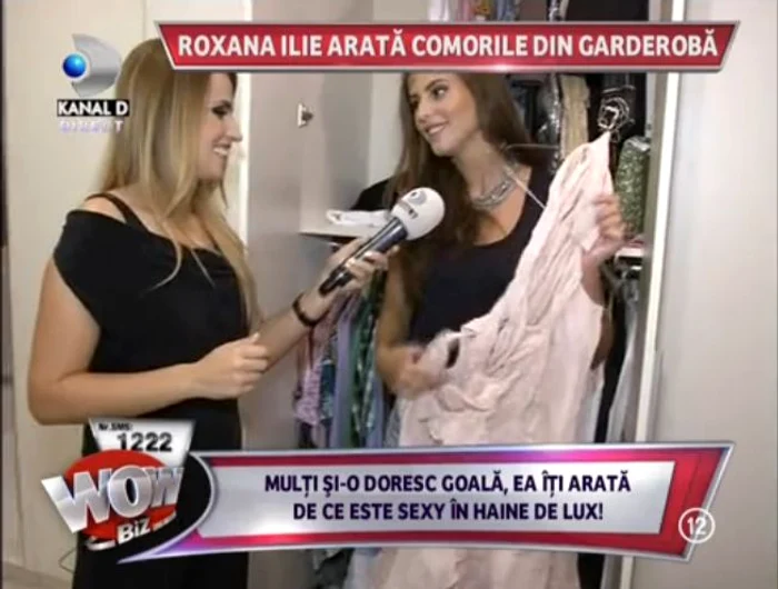 Roxana Ilie este foarte mândră de garderoba ei (captură: Kanal D)